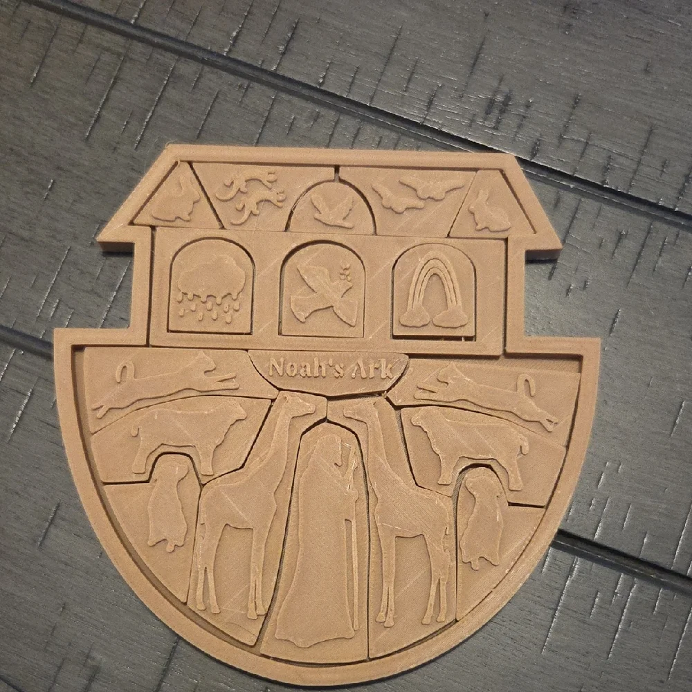 Hand Crafted Noah's Ark Beige Puzzle for Kids